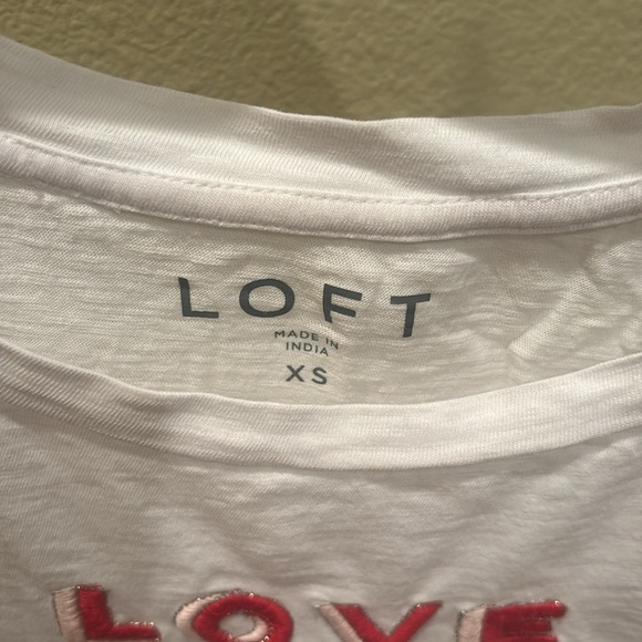 LOFT White and Red Short Sleeve Tee - Picture 5 of 8